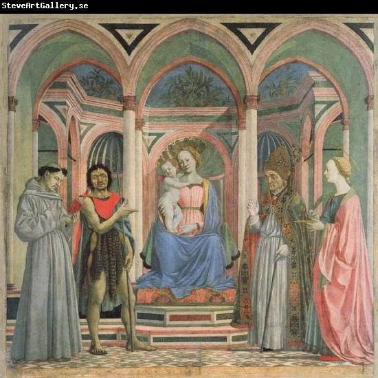 DOMENICO VENEZIANO Madonna and Child Enthroned with SS.Francis,john the Baptist,Zenobius,and Lucy